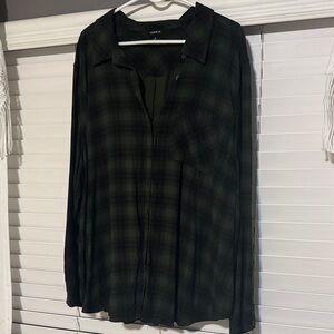 Torrid Dark Green Plaid Shirt